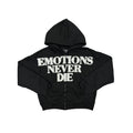 MIXED EMOTION Black ‘End’ Rhinestone hoodie