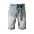 Purple Jeans Men Streetwear Denim Shorts Light Washed Blue with Graphic Patch and Relaxed Fit 2005