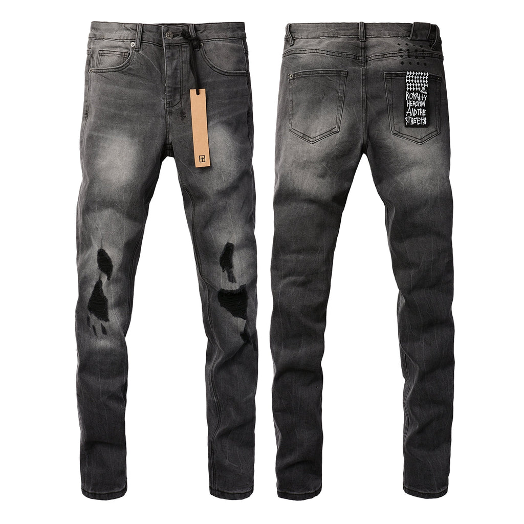 Purple Jeans Urban Gray Ripped Jeans with Bold Black Graffiti Accents 3003