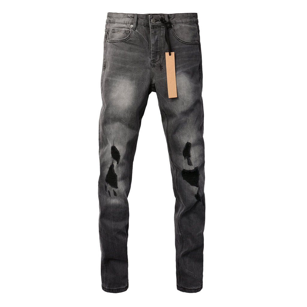 Purple Jeans Urban Gray Ripped Jeans with Bold Black Graffiti Accents 3003