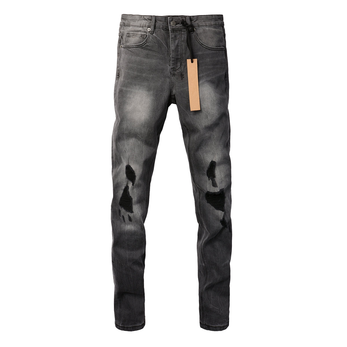 Purple Jeans Urban Gray Ripped Jeans with Bold Black Graffiti Accents 3003
