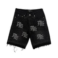 Mixed Emotions　Black “ME” Rhinestone Denim Shorts