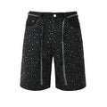 Purple Jeans Mens Black Denim Shorts with Allover Rhinestone Embellishments and Sparkling Party Street Style 5095
