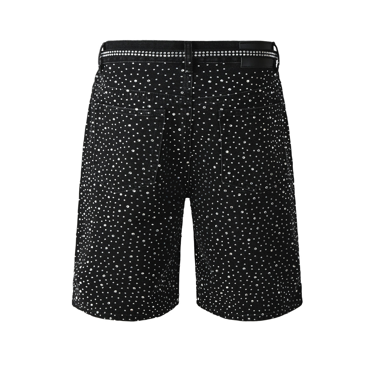 Purple Jeans Mens Black Denim Shorts with Allover Rhinestone Embellishments and Sparkling Party Street Style 5095