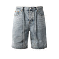 Purple Jeans Mens Light Blue Denim Shorts with Sparkling Rhinestones Stylish Summer Streetwear Look 5096