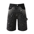 Purple Jeans Luxury Bling Men's Black Jean Shorts Covered in Shiny Rhinestones for Night Out Fashion 5099