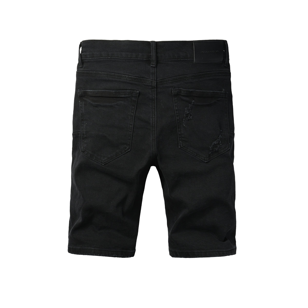 Purple Jeans Edgy Distressed Black Denim Shorts with Destroyed Rips for Men’s Summer Fashion 5108