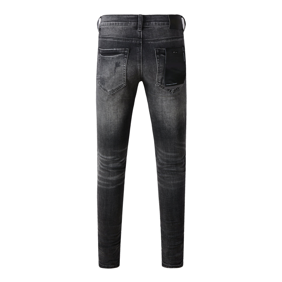 Purple Black Distressed Jeans 9079 Long Pants with Stylish Rips and Tears