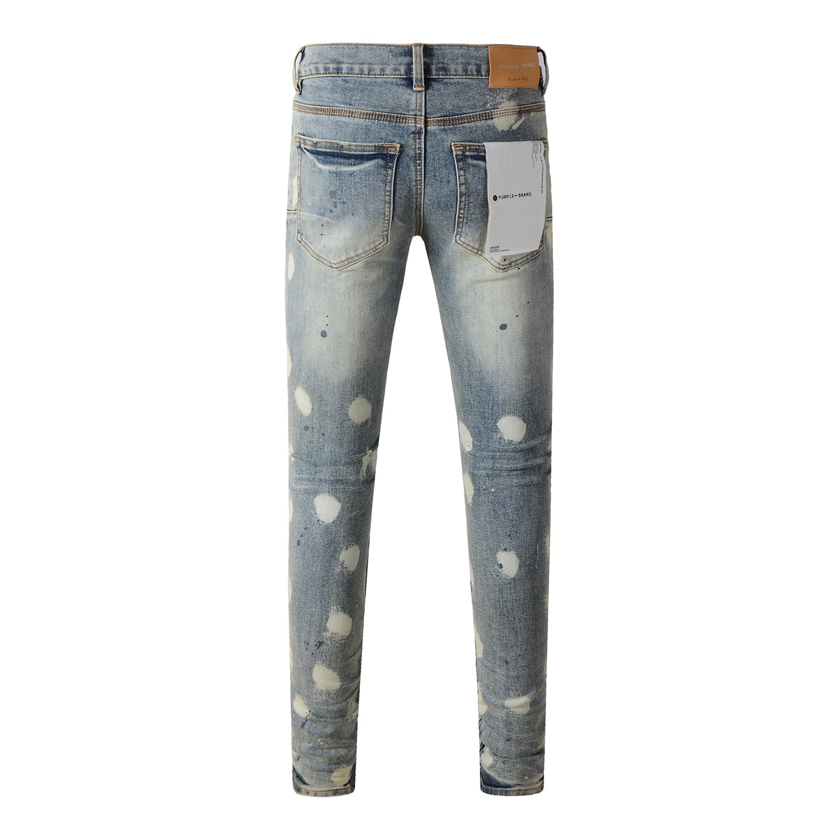 Purple Jeans Men Streetwear Jeans Distressed Light Blue Paint Dot Ripped Skinny 9092