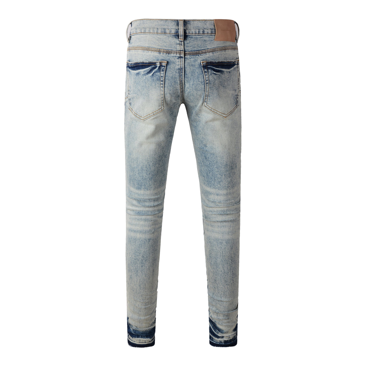 Purple Jeans Men Streetwear Jeans Distressed Light Blue Abstract Ripped Skinny 9093