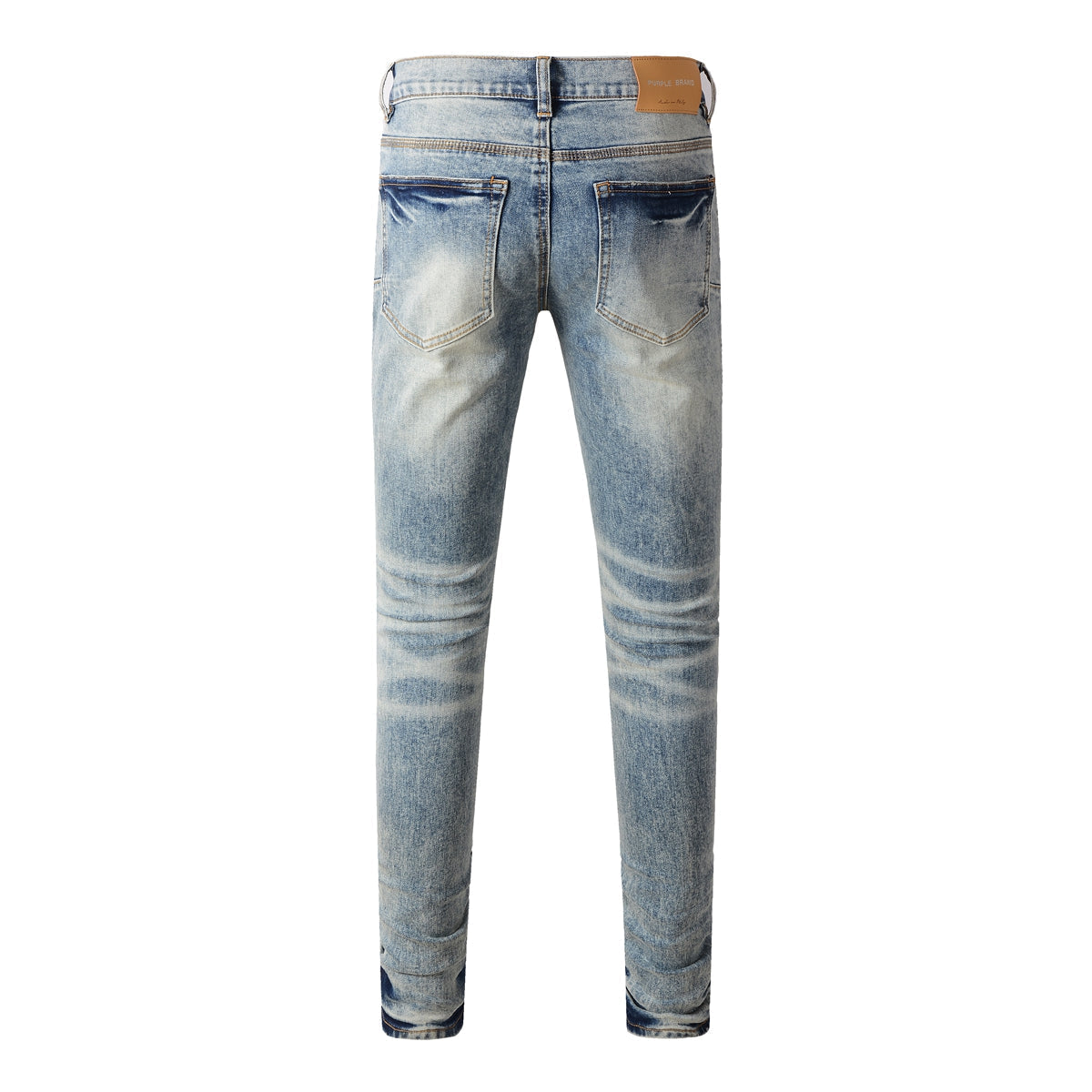 Purple Jeans Men Streetwear Jeans Distressed Light Blue Patch Leopard Ripped Skinny 9095