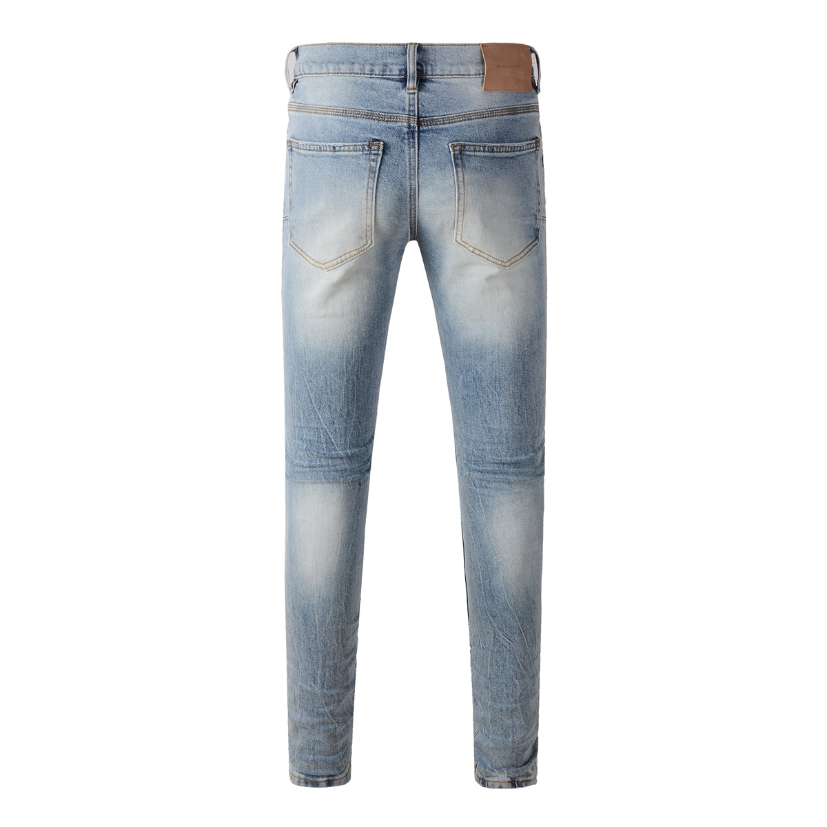 Purple Jeans Men Streetwear Jeans Light Blue Ripped Graffiti Print Distressed Skinny 9101