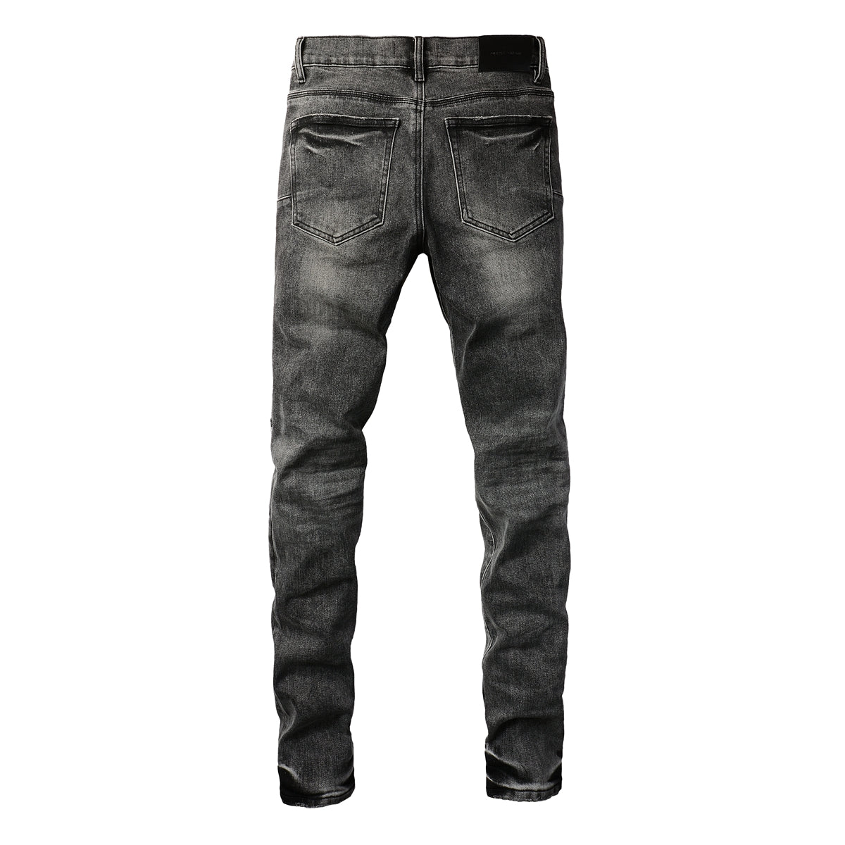 Purple Jeans Men Streetwear Jeans Distressed Grey Ripped Patch Leopard Skinny 9102