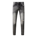 Purple Jeans Men Classic Streetwear Jeans Distressed Grey Ripped Skinny Fit 9103