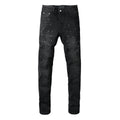 Purple Mens Black Skinny Jeans with Gradient Rhinestone Embellishment Sparkling Night Sky Inspired Denim 9130