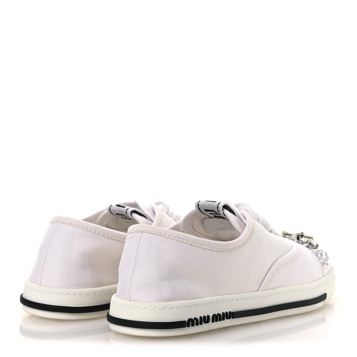 Gabardine Crystal Low Sneakers 35 Bianco