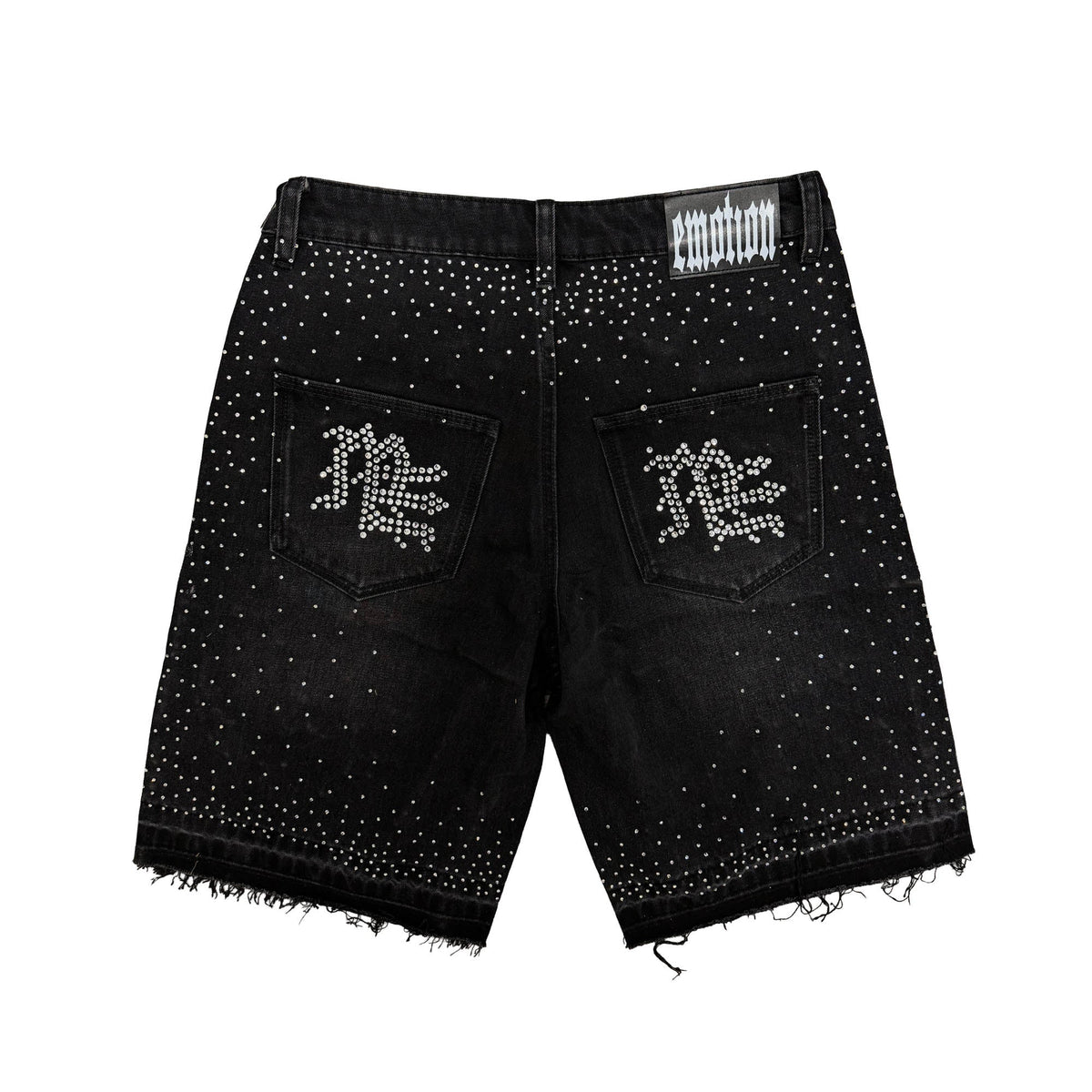 Mixed Emotions　Black “ME” Rhinestone Denim Shorts