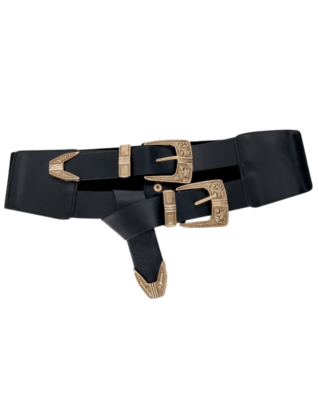 Austin Blaze Ingrid Double Buckle Belt in Black and Gold