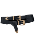 Austin Blaze Ingrid Double Buckle Belt in Black and Gold