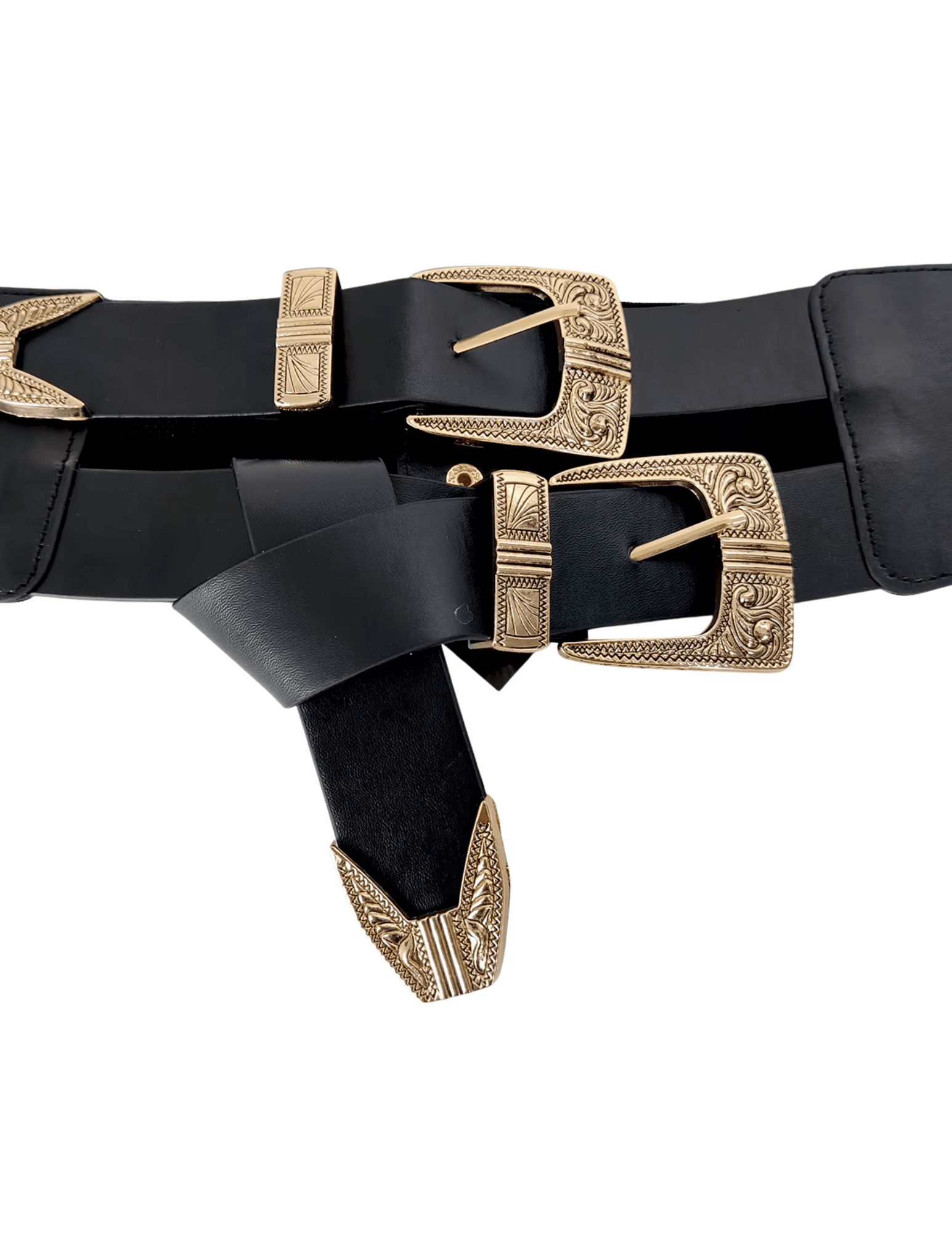 Austin Blaze Ingrid Double Buckle Belt in Black and Gold