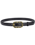 Fleur de Camélia Kimmy Quilted Leather Chain Buckle Belt in Black
