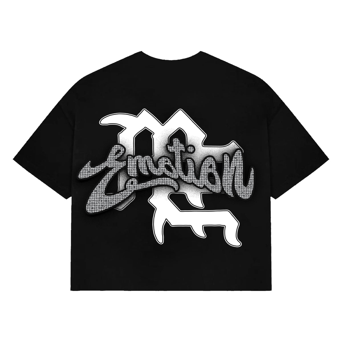 Mixed Emotions　Black “Rhinestone” Cropped Tee