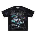 BKYS Rhinestone Portrait Print Vintage Fade Relaxed Graphic Tee