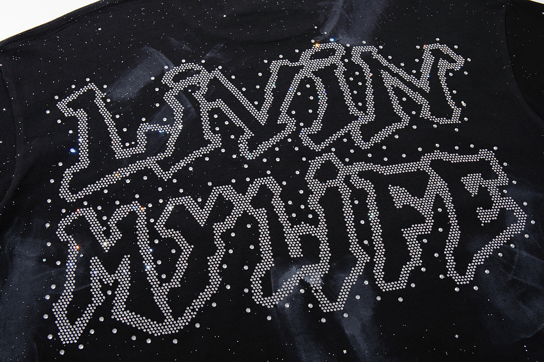 BKYS Rhinestone Portrait Print Vintage Fade Relaxed Graphic Tee