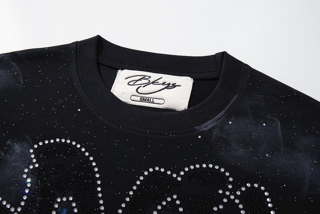 BKYS Rhinestone Portrait Print Vintage Fade Relaxed Graphic Tee