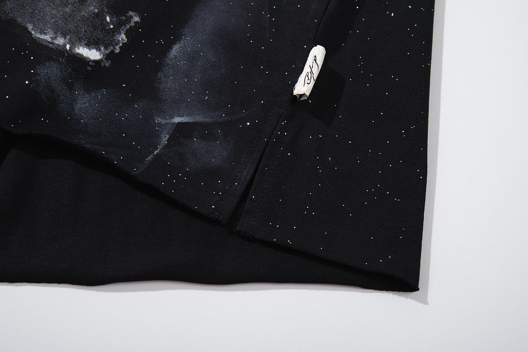 BKYS Rhinestone Portrait Print Vintage Fade Relaxed Graphic Tee