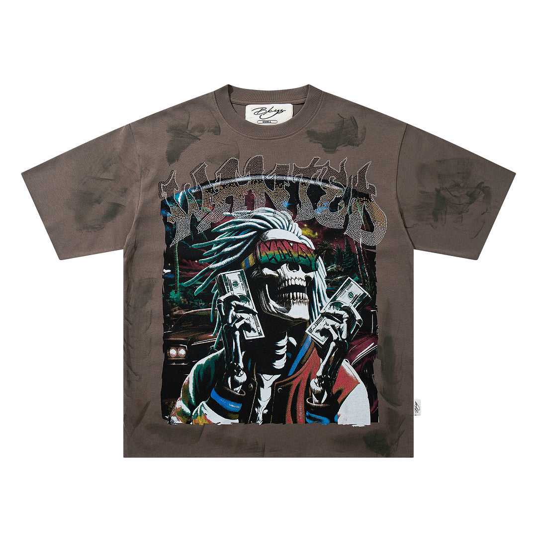 BKYS Vintage Portrait Studded Graphic Loose Fit High Street Tee