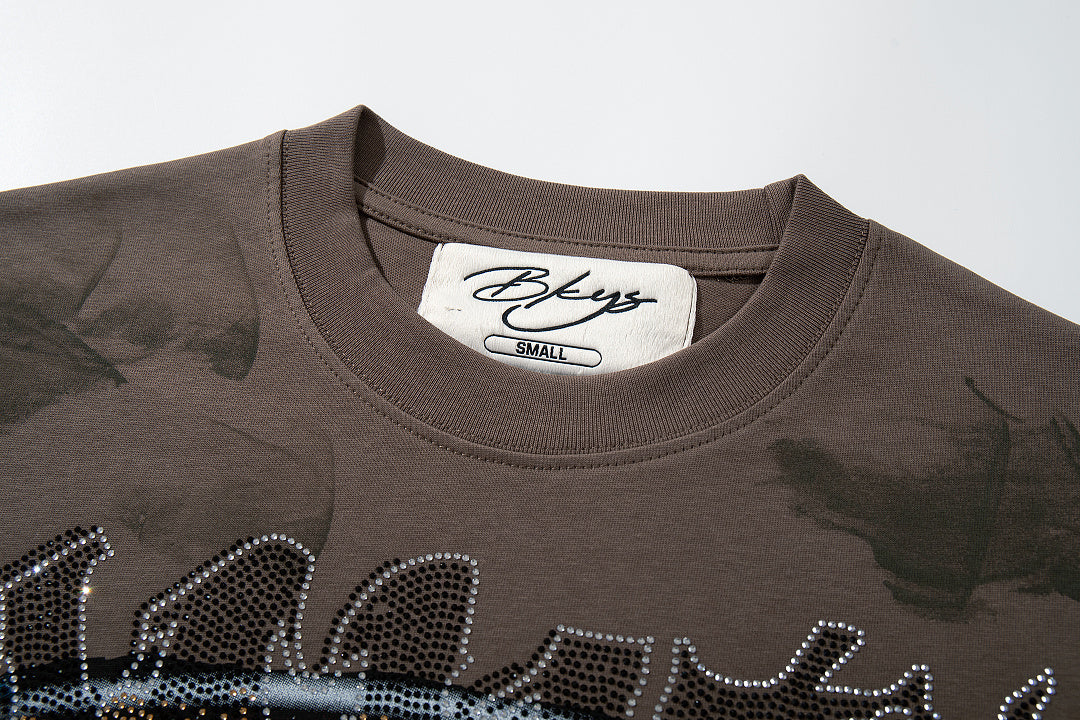 BKYS Vintage Portrait Studded Graphic Loose Fit High Street Tee