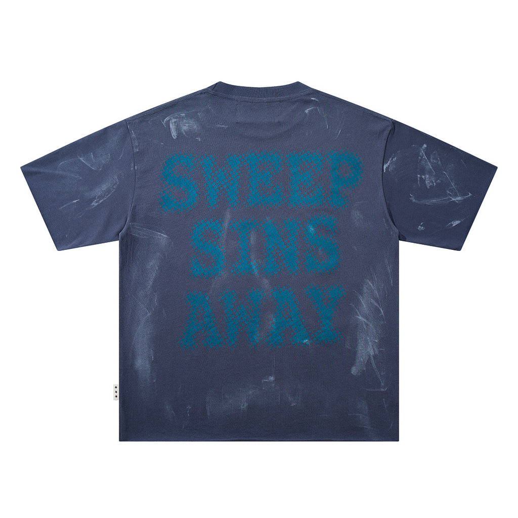 BKYS Distressed Crystal Portrait Oversized Urban Graphic T-Shirt