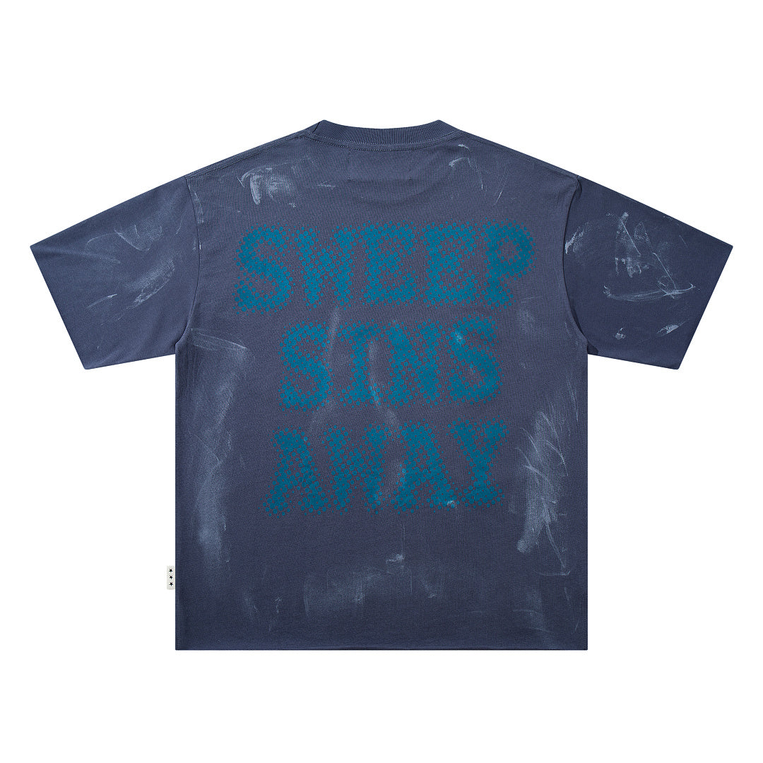 BKYS Distressed Crystal Portrait Oversized Urban Graphic T-Shirt
