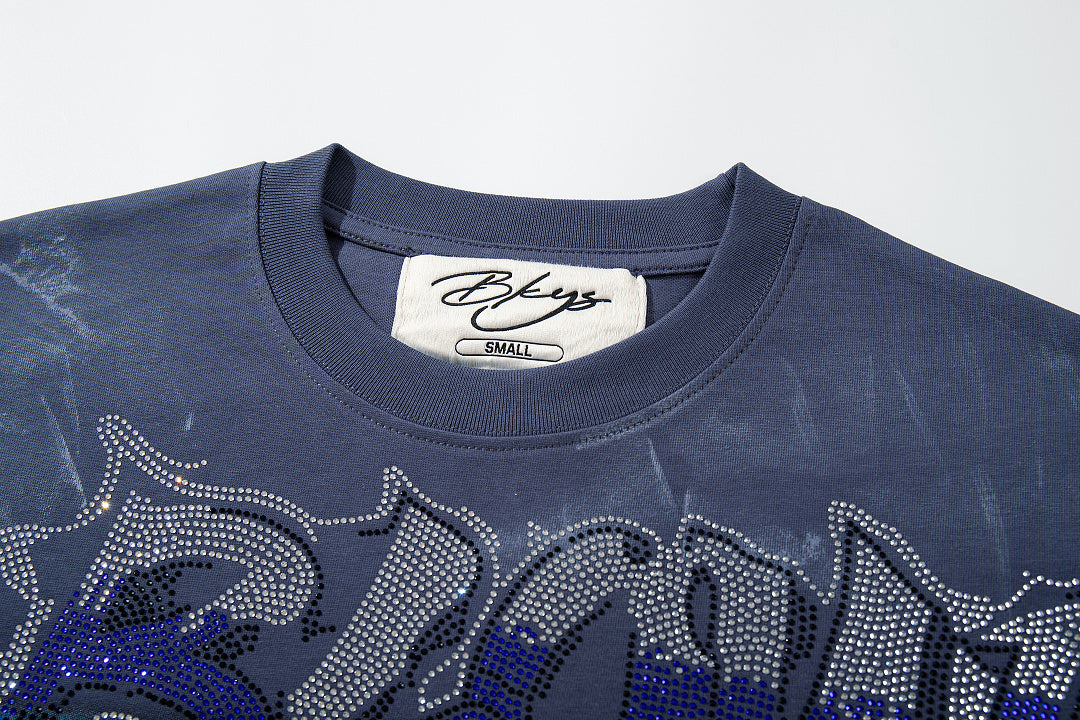 BKYS Distressed Crystal Portrait Oversized Urban Graphic T-Shirt