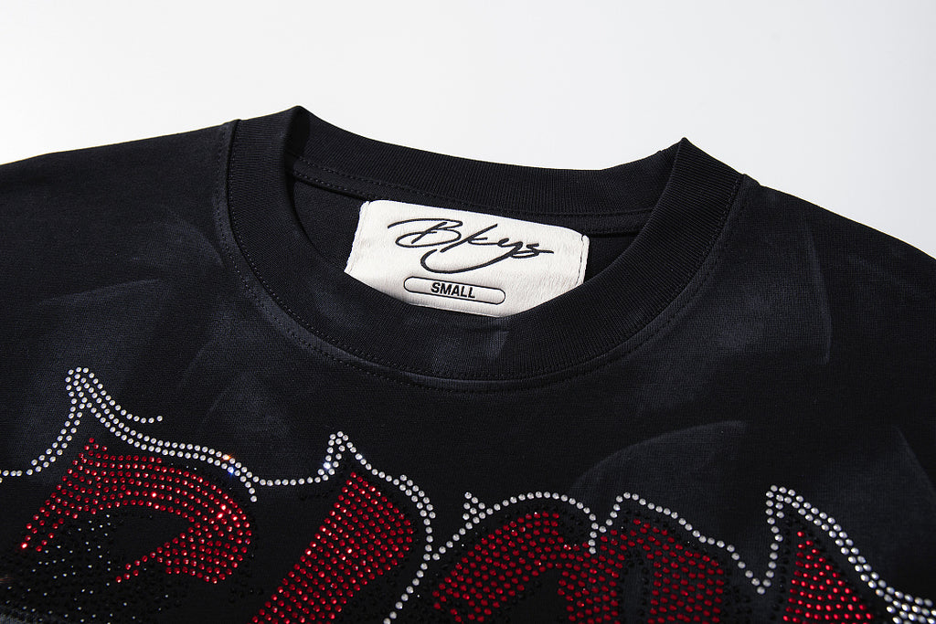 BKYS Rhinestone Art Portrait Vintage Wash Streetwear Tee