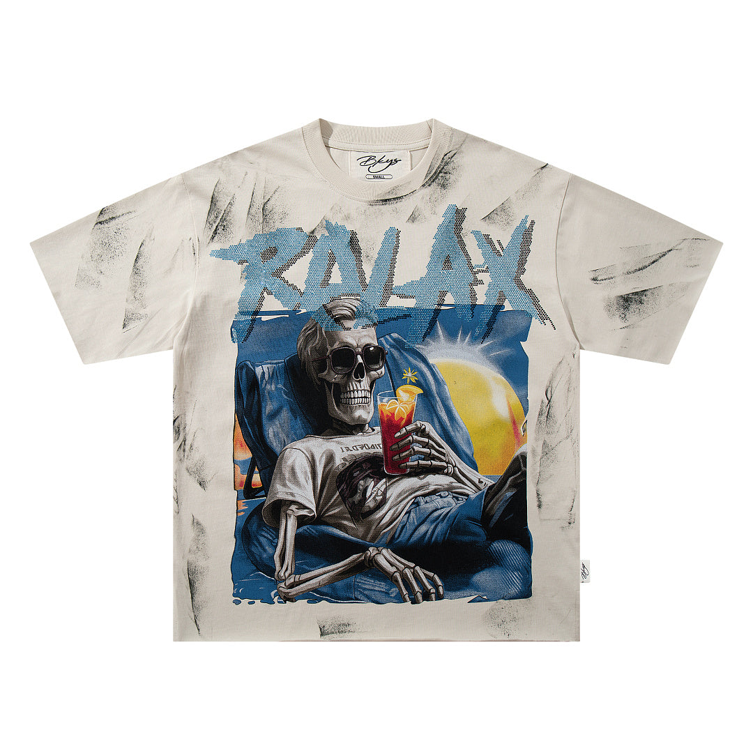 BKYS Crystal Embellished Vintage Portrait Oversized Graphic Tee