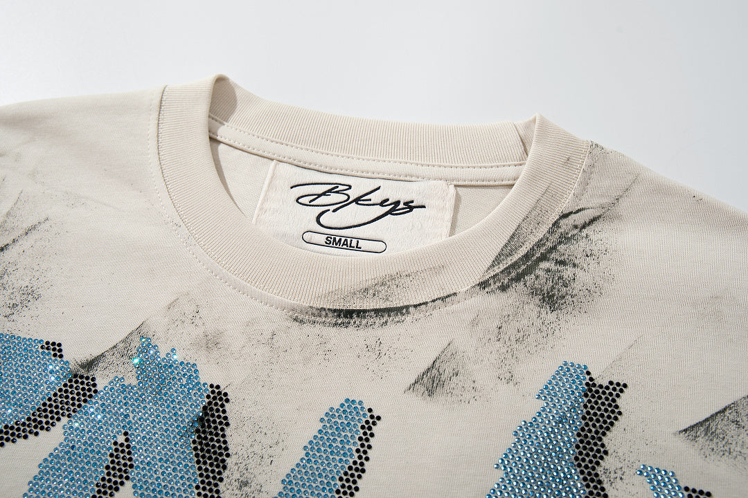 BKYS Crystal Embellished Vintage Portrait Oversized Graphic Tee