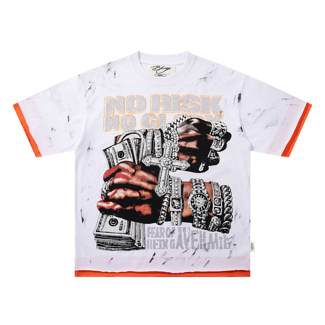 BKYS Vintage Bling Portrait Graphic Relaxed Streetwear T-Shirt