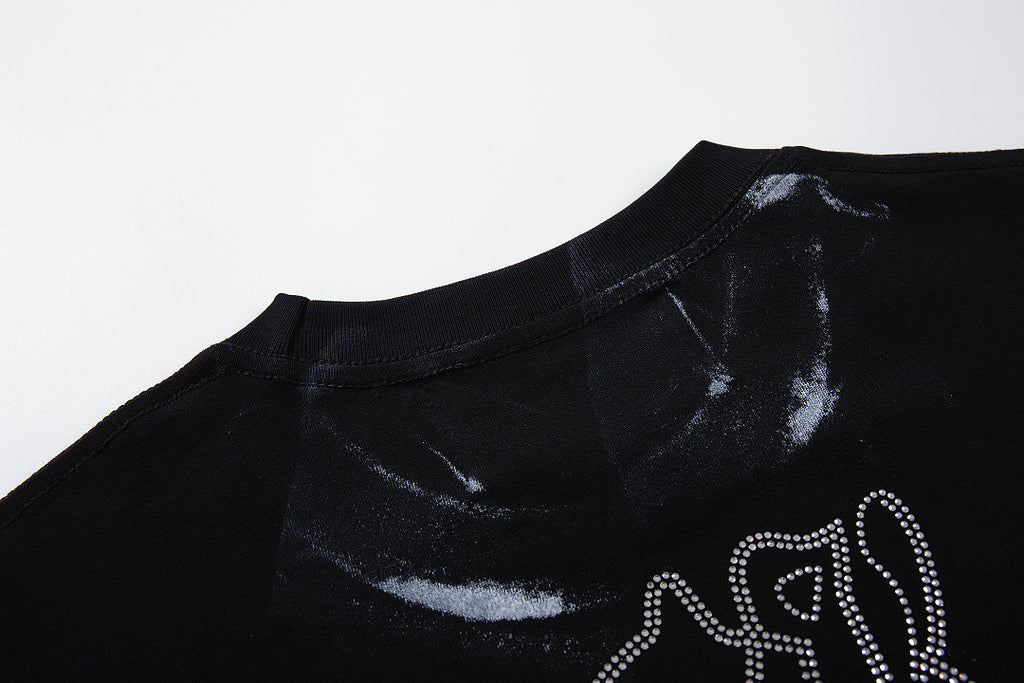 BKYS Retro Rhinestone Portrait Print Boxy Fit Street Tee