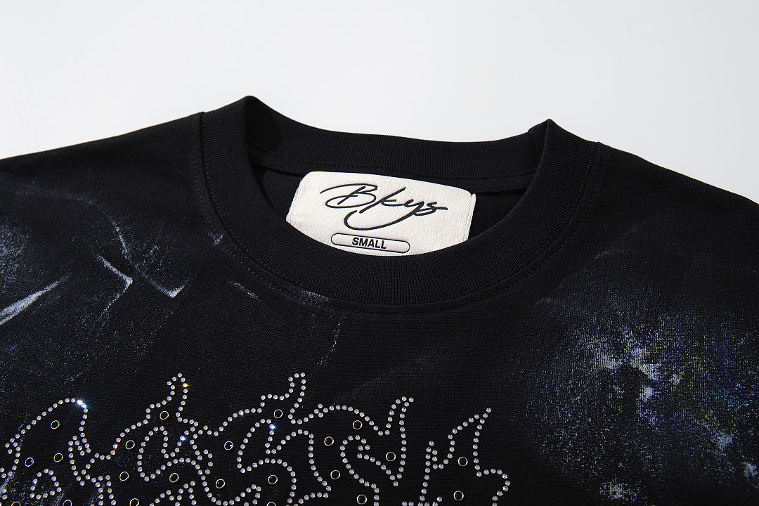 BKYS Retro Rhinestone Portrait Print Boxy Fit Street Tee