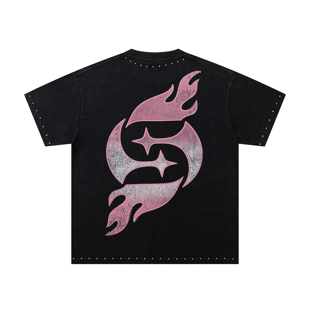 Supply City Code Rhinestone Graphic Oversized Tee