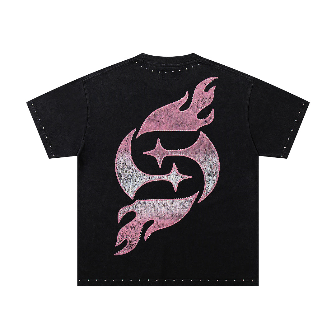 Supply City Code Rhinestone Graphic Oversized Tee