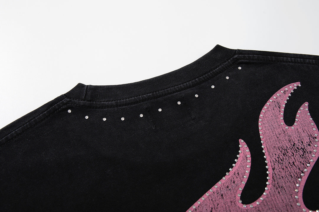 Supply City Code Rhinestone Graphic Oversized Tee