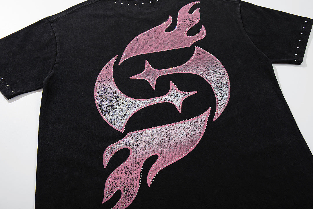 Supply City Code Rhinestone Graphic Oversized Tee