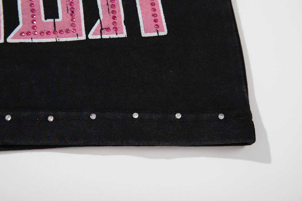 Supply City Code Rhinestone Graphic Oversized Tee