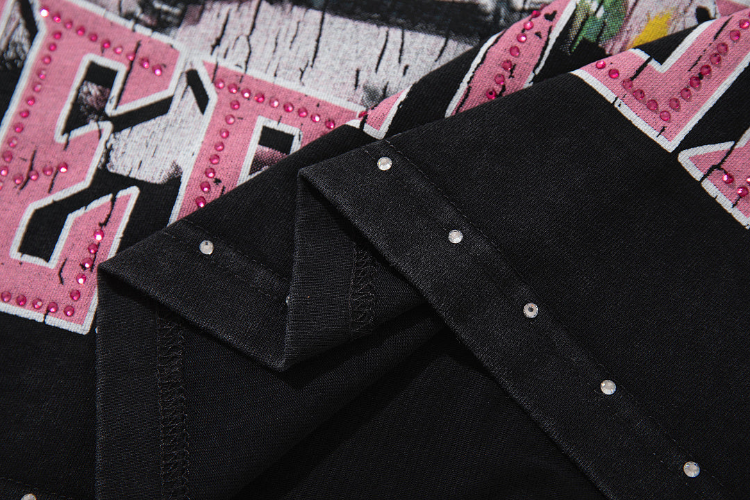 Supply City Code Rhinestone Graphic Oversized Tee