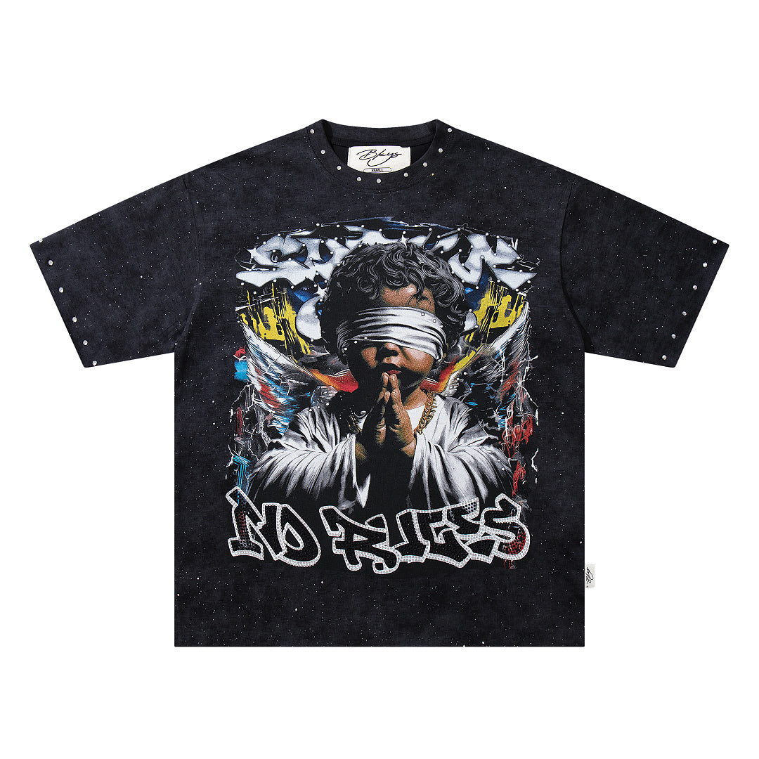 BKYS Vintage Bling Portrait Graphic High Street Oversized T-Shirt