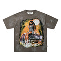 BKYS Washed Portrait Rhinestone Graphic Boxy Streetwear Tee