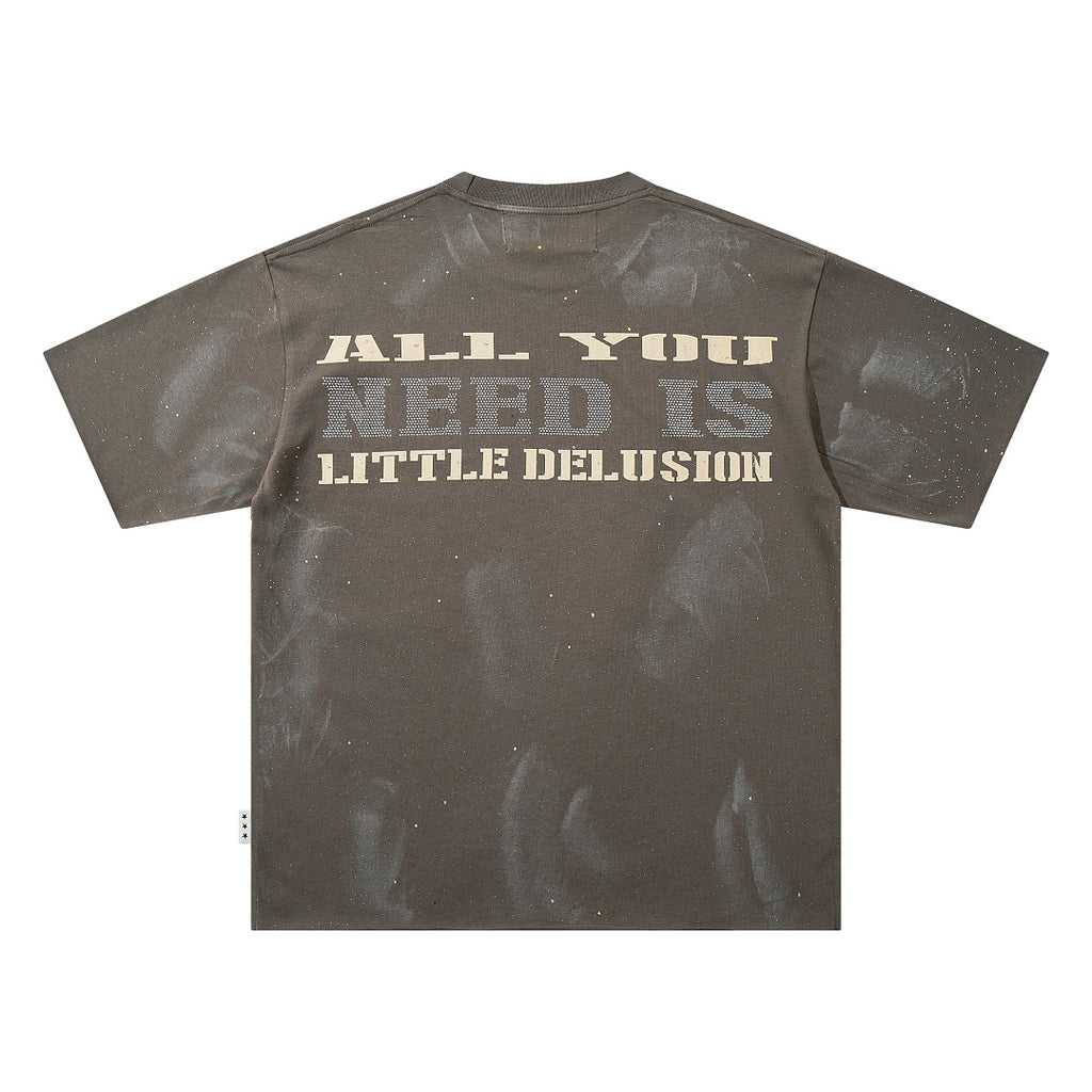 BKYS Washed Portrait Rhinestone Graphic Boxy Streetwear Tee